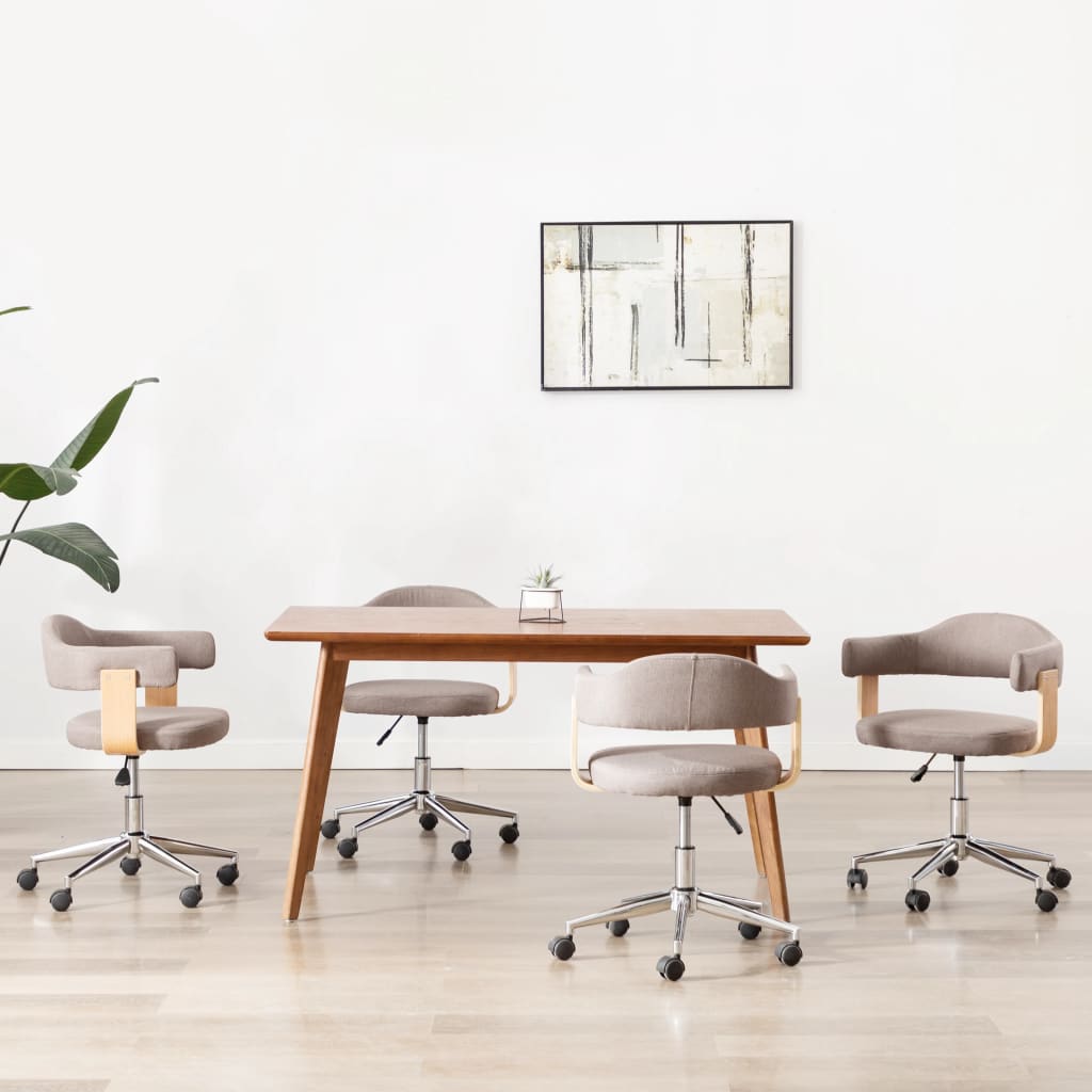 Obrotowe krzesła stołowe, 4 szt., taupe, gięte drewno i tkanina