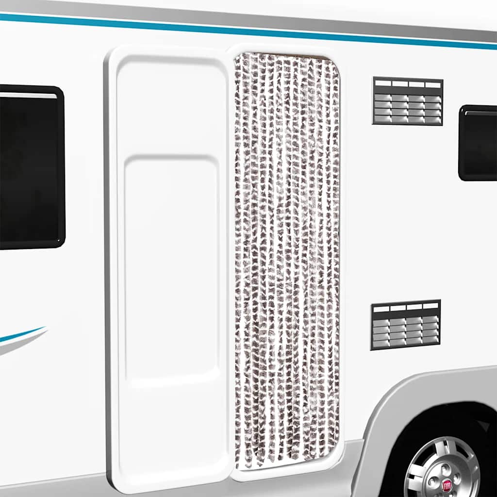 Zasłona przeciwko owadom, kolor taupe i biel, 56x185 cm, szenil