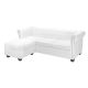 Sofa Chesterfield w kształcie litery L, sztuczna skóra, biała