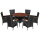 7-cz. zestaw mebli ogrodowych, akacja i rattan PE, czarny