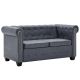 Sofa 2-osobowa w stylu Chesterfield, sztuczny zamsz, szara