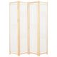 Parawan 4-panelowy, kremowy, 160x170x4 cm, tkanina