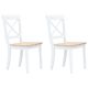 Krzesła jadalniane, 2 szt., biało-naturalne, drewno kauczukowca