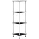 4-poziomowa półka, czarna, 30x30x100 cm, szkło hartowane
