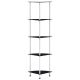 5-poziomowa półka, czarna, 30x30x130 cm, szkło hartowane