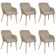 Krzesła do jadalni, 6 szt., beżowe, tkanina i lity dąb