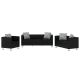 Zestaw wypoczynkowy z eko-skóry: 2 sofy i 1 fotel, kolor czarny