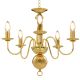 Żyrandol, złoty, 5 żarówek E14