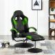 Fotel masujący z podnóżkiem, zielony, sztuczna skóra
