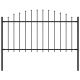 Ogrodzenie ogrodowe z włócznią, stalowe, 170 x 150 cm, czarne