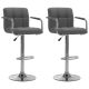 Krzesła barowe, 2 szt., jasnoszare, tapicerowane tkaniną