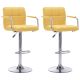 Krzesła barowe, 2 szt., żółte, tapicerowane tkaniną