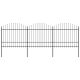 Ogrodzenie ogrodowe z włócznią, stalowe, 537 x 175 cm, czarne