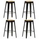 Stołki barowe, 4 szt., czarne, lite drewno mango