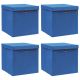 Pudełka z pokrywami, 4 szt., niebieskie, 32x32x32 cm, tkanina