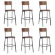 Krzesła barowe, 6 szt., sklejka i stal