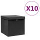 Pudełka z pokrywami, 10 szt., 28x28x28 cm, czarne