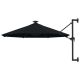 Parasol ogrodowy z LED, ścienny, 300 cm, czarny