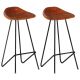 Stołki barowe, 2 szt., brązowa skóra naturalna