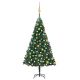 Sztuczna choinka z lampkami i bombkami, zielona, 120 cm, PVC