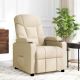 Fotel masujący, kremowy, obity tkaniną