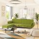 2-osobowa kanapa, podnóżek i 2 poduszki, jasnozielona, aksamit