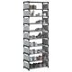 Stojak na buty 10-poziomowy Szary 54x28x158 cm
