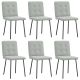Krzesła stołowe, 6 szt., jasnoszare, obite aksamitem