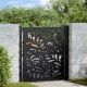 Brama ogrodowa czarna 100x100 cm stalowa wzór fali
