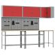 Zestaw szafek roboczych z półką 10 pcs Czerwony i Szary