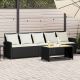 Sofa ogrodowa 5-osobowa z poduszkami Czarny polirattan