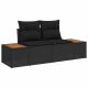 Sofa Ogrodowa Czarny 184 x 62 x 85cm polirattan