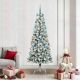 Sztuczna choinka z zawiasami z podstawą Zielony i Biały 210 cm