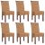 Krzesła stołowe, 6 szt., brązowe, naturalny rattan