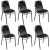 Krzesła stołowe, 6 szt., czarne, skóra naturalna