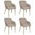 Krzesła do jadalni, 4 szt., beżowe, tkanina i lity dąb
