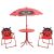 3-cz. dziecięcy zestaw mebli do ogrodu, z parasolem, czerwony