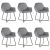 Krzesła stołowe, 6 szt., szare, aksamitne