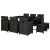 11-cz. zestaw mebli ogrodowych z poduszkami, rattan PE, czarny