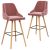 Stołki barowe, 2 szt., różowe, tapicerowane aksamitem