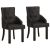 Krzesła stołowe, 2 szt., czarne, naturalna kozia skóra