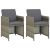 Krzesła ogrodowe z poduszkami, 2 szt., polirattan, szare