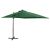 Parasol wiszący z LED i słupkiem, zielony, 250 cm