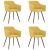Obrotowe krzesła stołowe, 4 szt., żółte, obite tkaniną