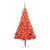 Sztuczna choinka z lampkami i bombkami, czerwona, 210 cm, PVC