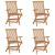 Składane krzesła ogrodowe, 4 szt., lite drewno tekowe