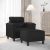 Fotel z podnóżkiem, czarny, 60 cm, sztuczna skóra