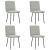 Krzesła stołowe, 4 szt., jasnoszare, obite aksamitem