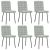 Krzesła stołowe, 6 szt., jasnoszare, obite aksamitem